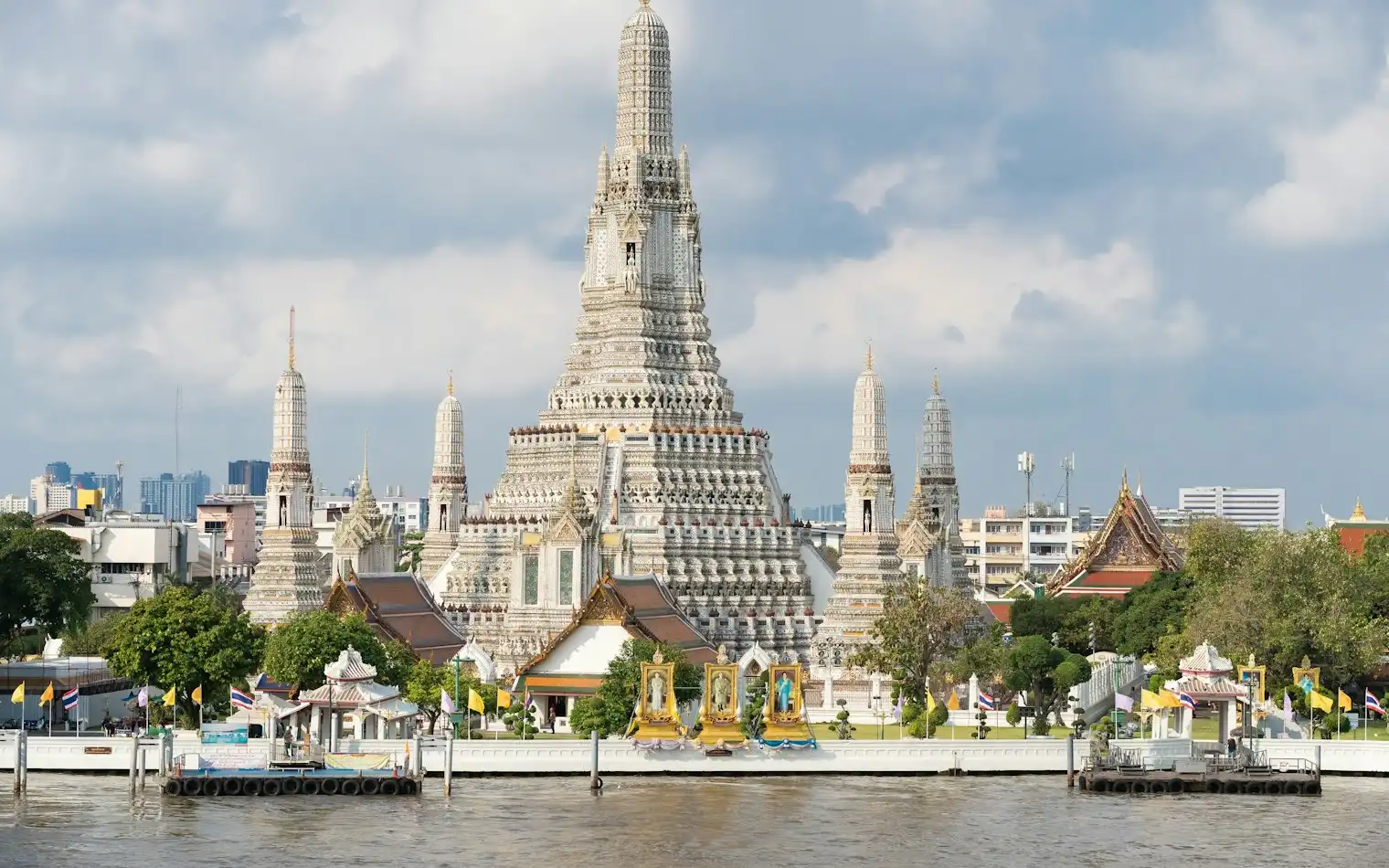 Wat Arun on the Chao Phraya river in Bangkok, Thailand