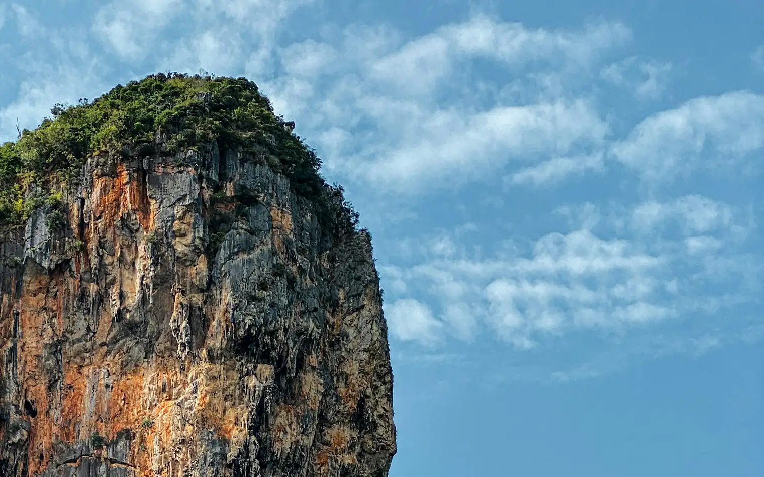 Limestone cliffs above the water at Railay Beach near Krabi, Thailand