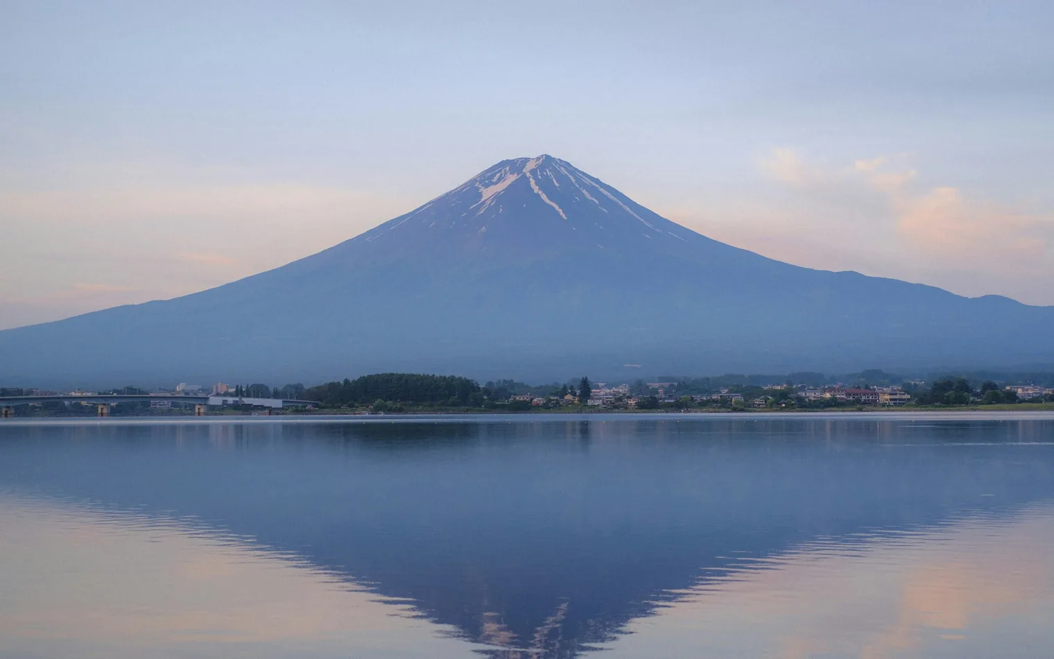 Mount Fuji reflected in Lake Kawaguchi, Japan