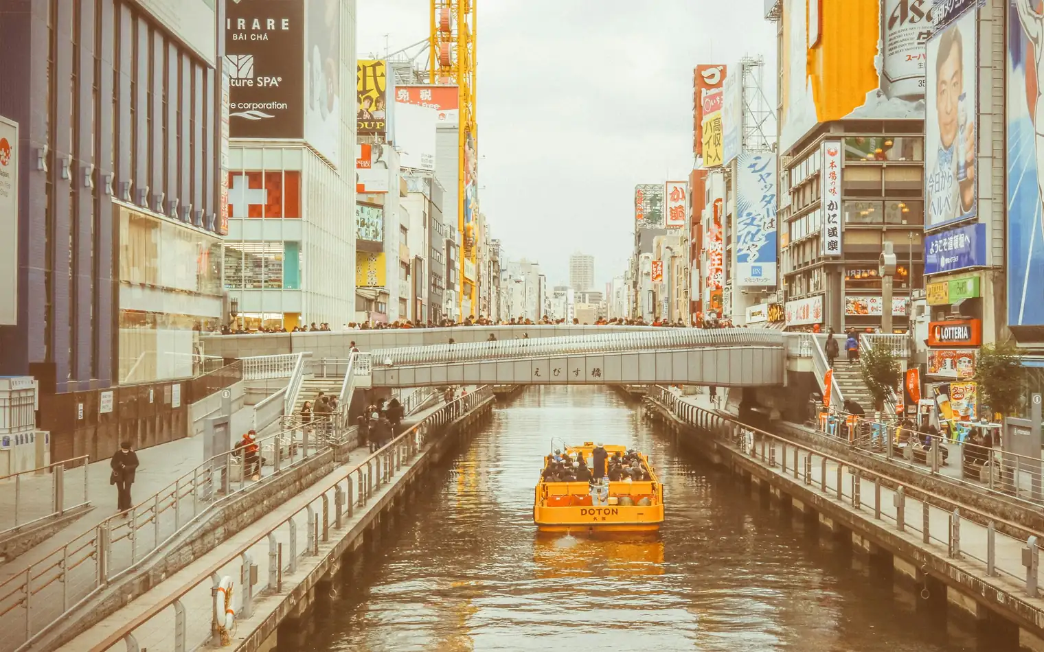The Dotonbori canal and its neon signs, Osaka, Japan