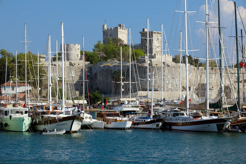 The Castle of St Peter behind the harbour in Bodrum, Turkey