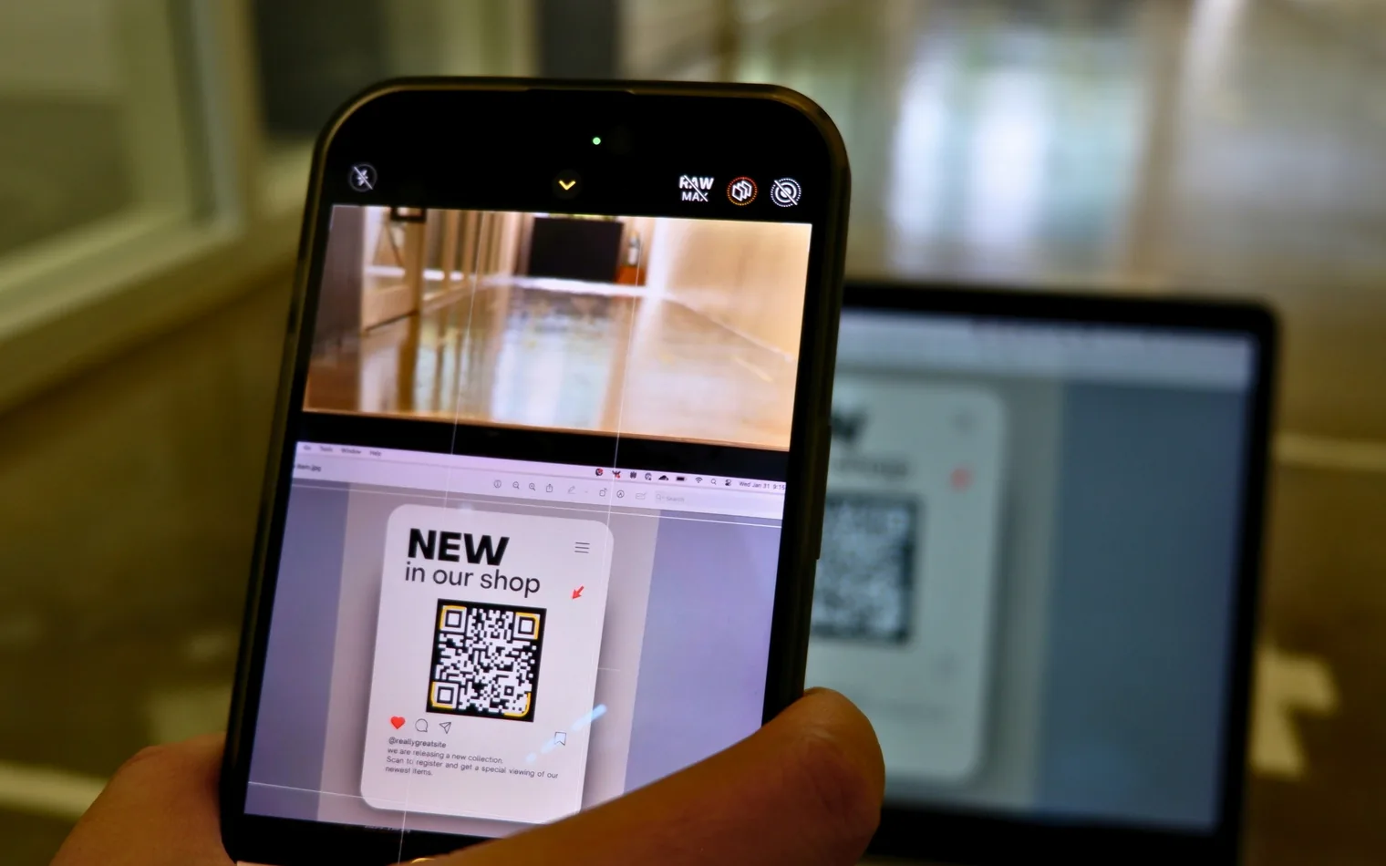 Person scanning a QR code with a smartphone to install an eSIM profile